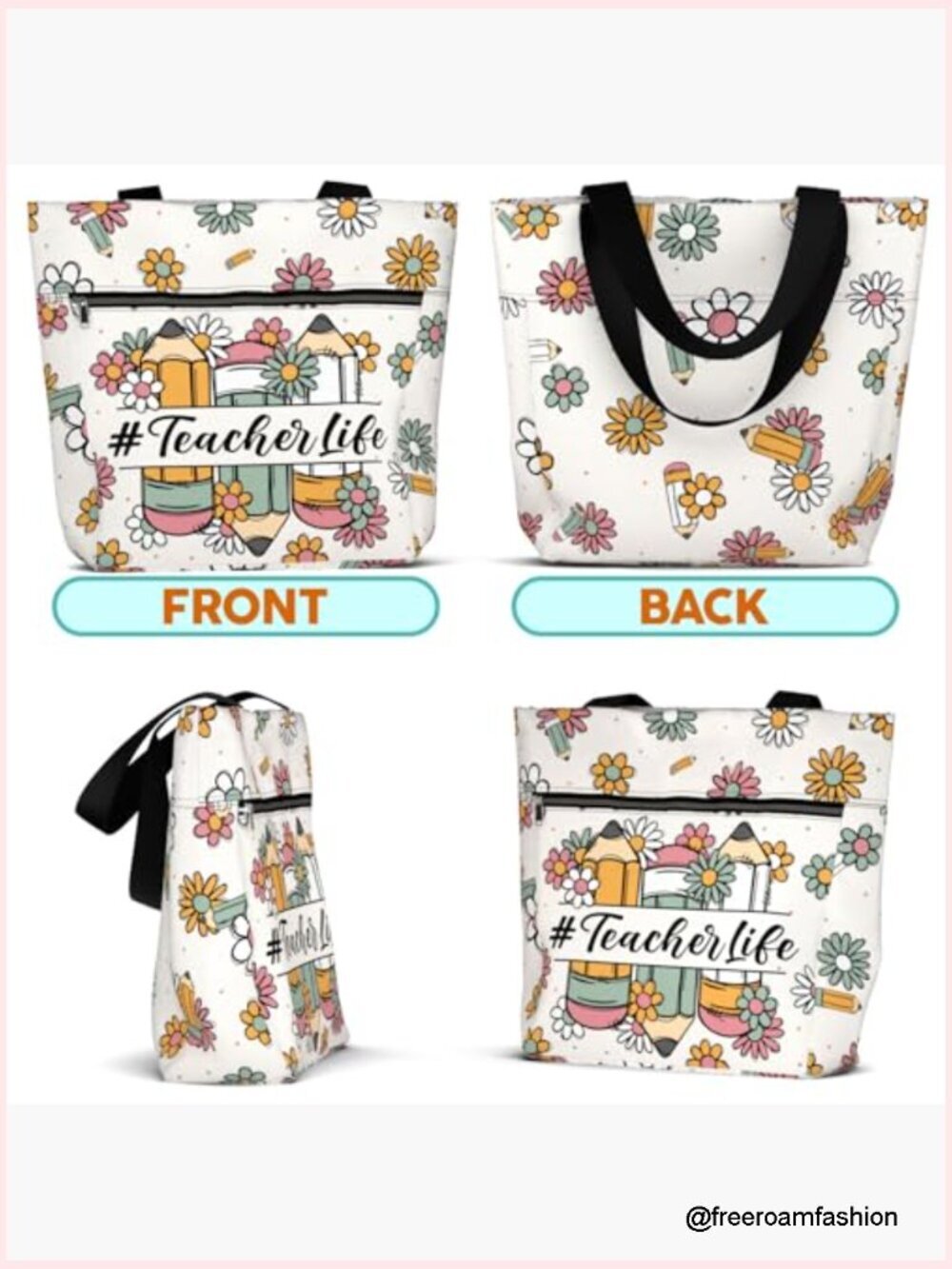 Large Waterproof Tote Bag with Multiple Pockets for Work Laptop - Picture 6 of 7